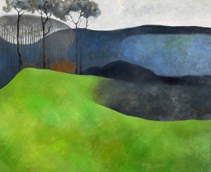 Paysage en vert et bleu, 100x120cm, 2900€