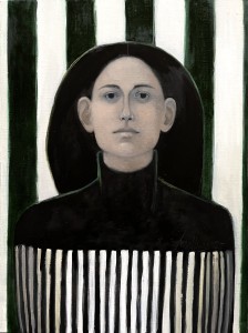 Portrait aux rayures, huile sur toile, 61x46cm 1400€