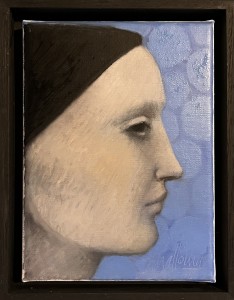 Portrait au fond bleu, 24x18cm 450€